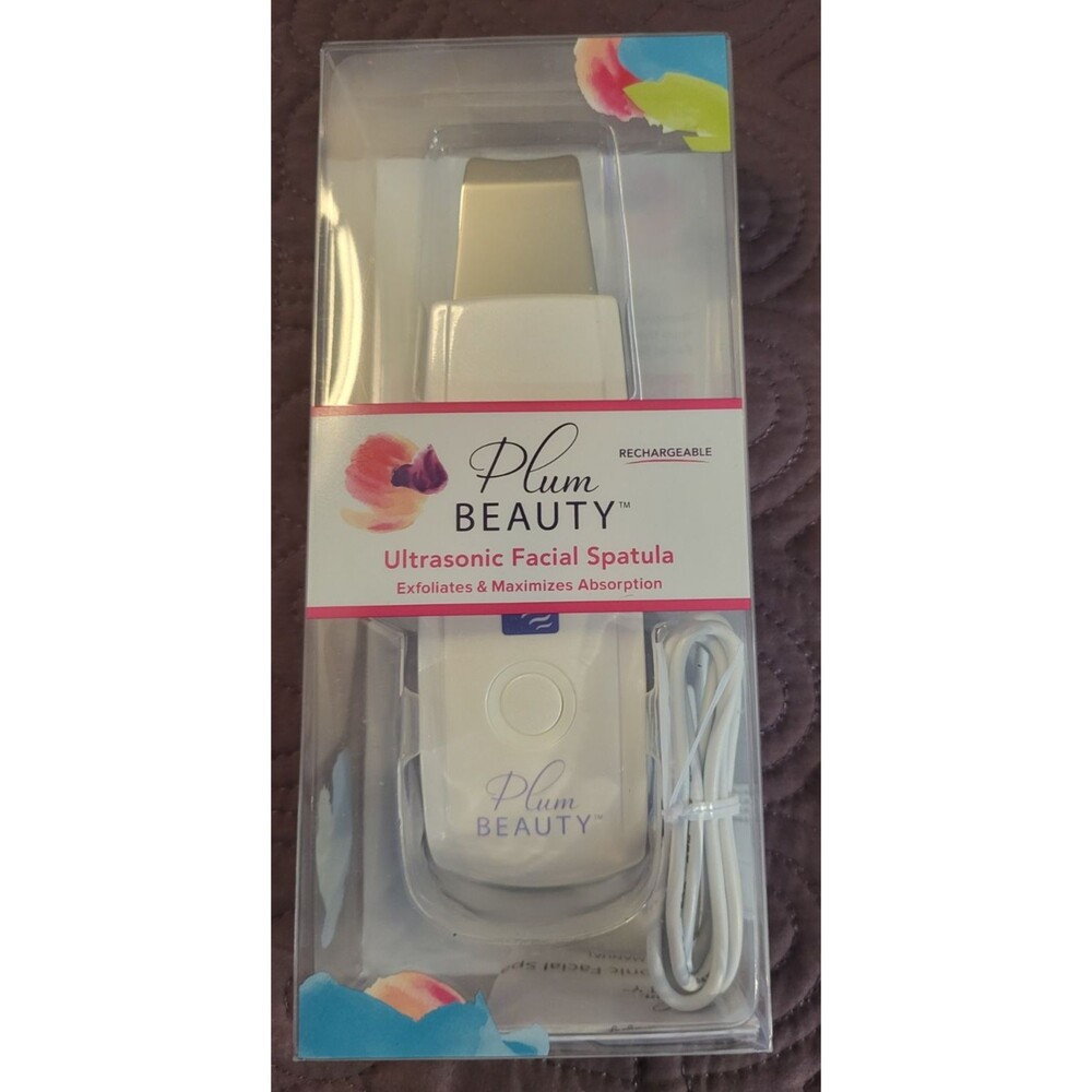 NIB Plum Beauty Ultrasonic Facial Spatula Rechargeable Exfoliates